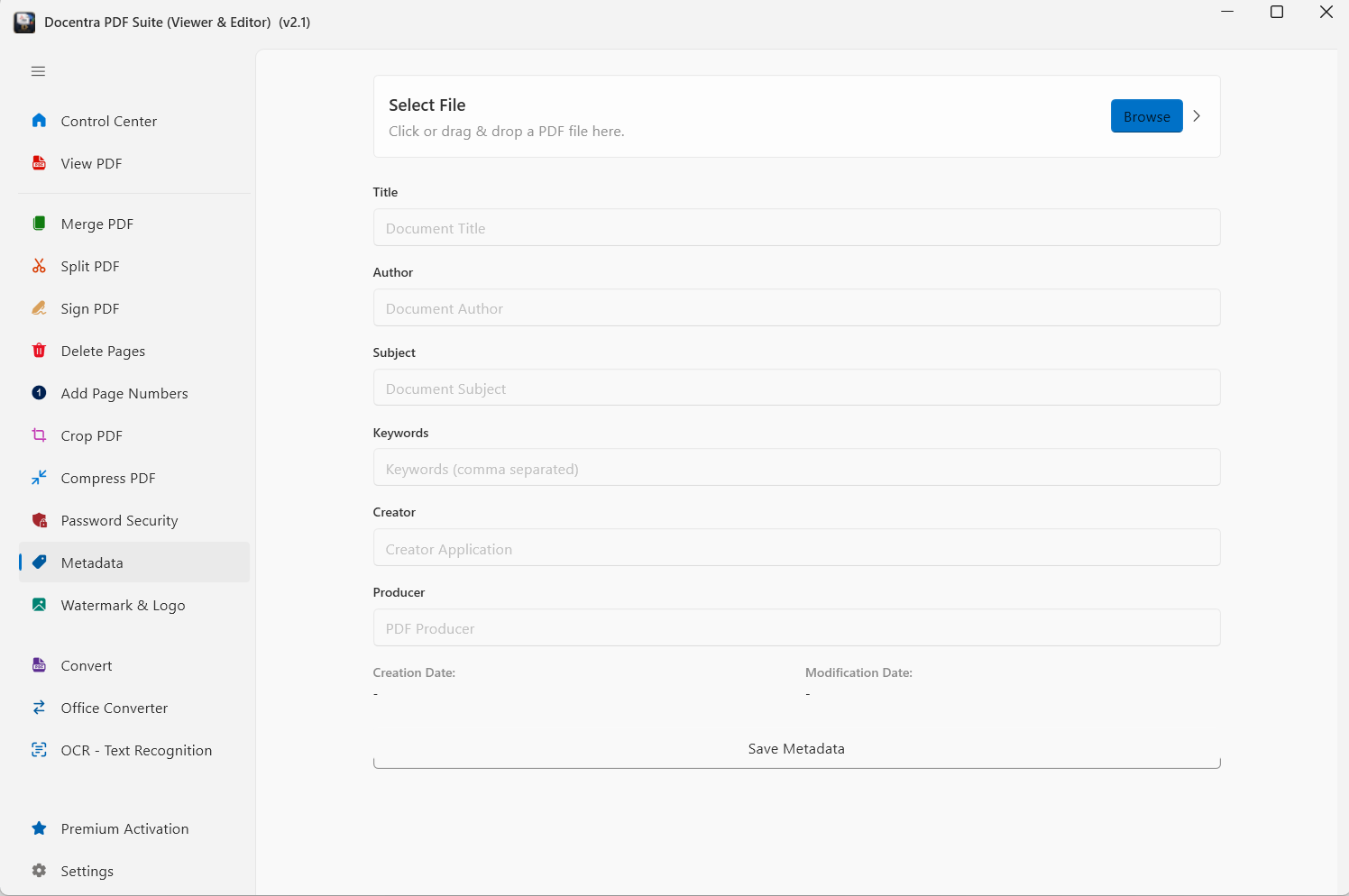 Docentra PDF and Office Metadata Cleaner DLP