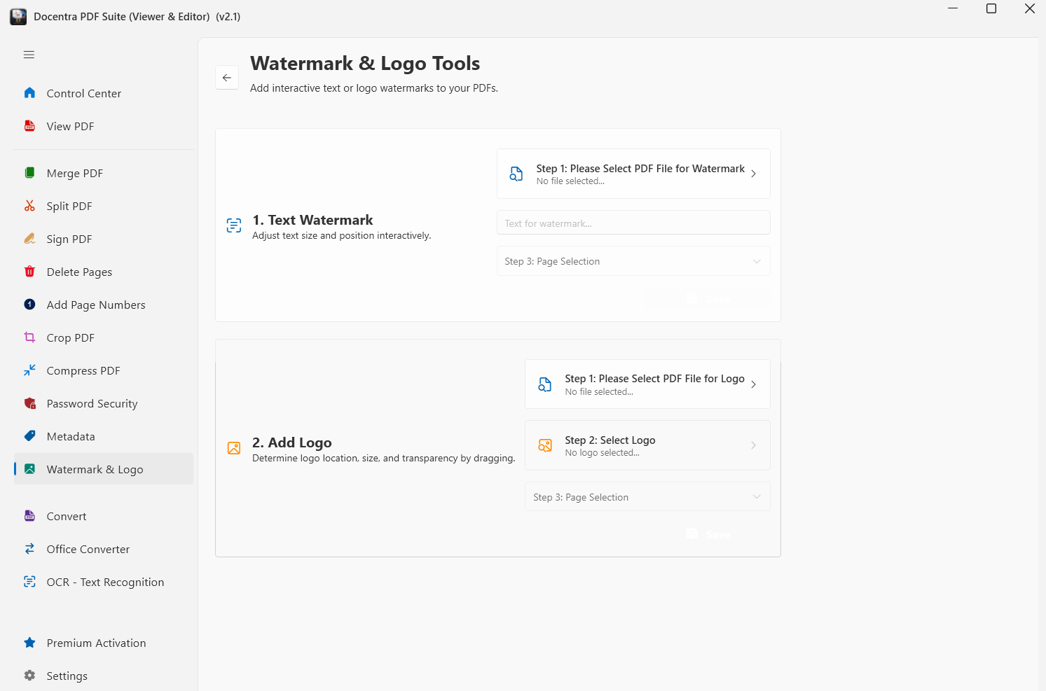 Docentra Offline Watermark & Logo PDF Tool